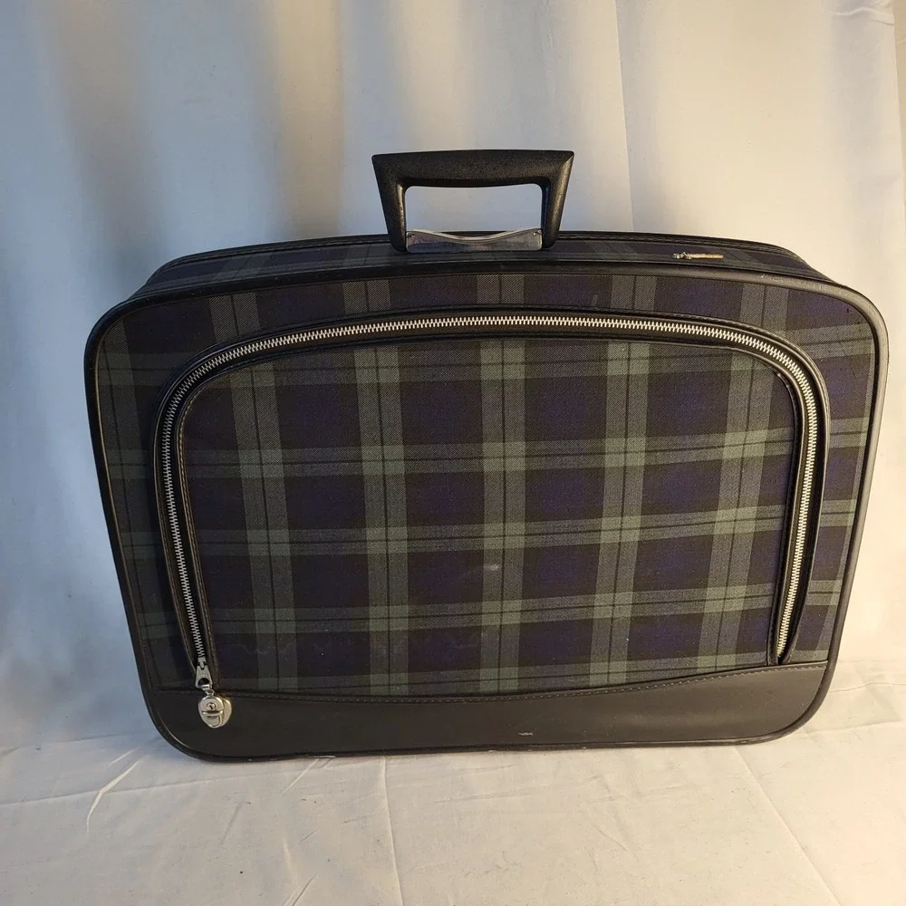 VINTAGE Aeropak Green/Blue Plaid Tartan 22